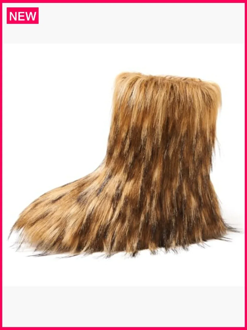 Faux Fur Mid-Calf Winter Snow Boots, Fleece Lined Warm Comfortable Boots